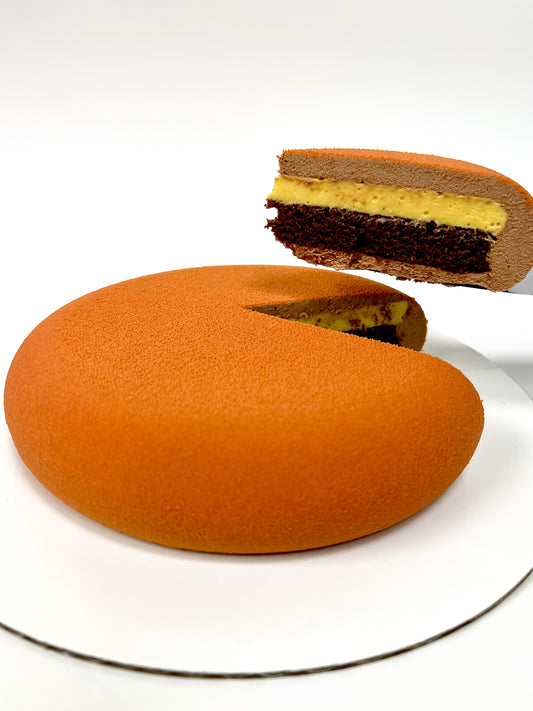 Mango Passion Fruit Chocolate Mousse Cake